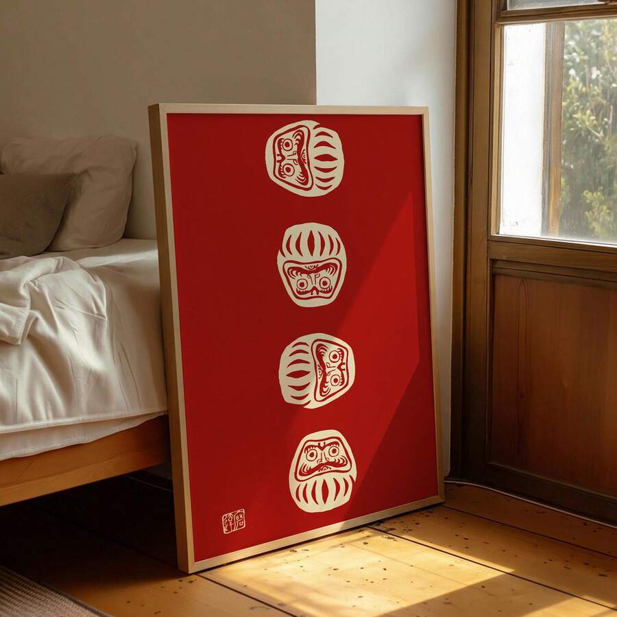 Bring timeless Japanese tradition into your home with this minimalist Daruma wall art. Crafted on premium canvas, this good luck charm features the iconic daruma doll—a symbol of perseverance, determination, and success in Japanese culture.