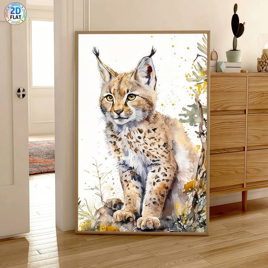 Charming Abstract Cat Canvas Art: Modern Wall Decor for Home, Cafe, and Office Transform any space with this striking abstract cat canvas painting. Featuring a modern design that blends animal and botanical patterns, this unframed hanging artwork brings contemporary elegance to your dining room, home, office, or cafe.