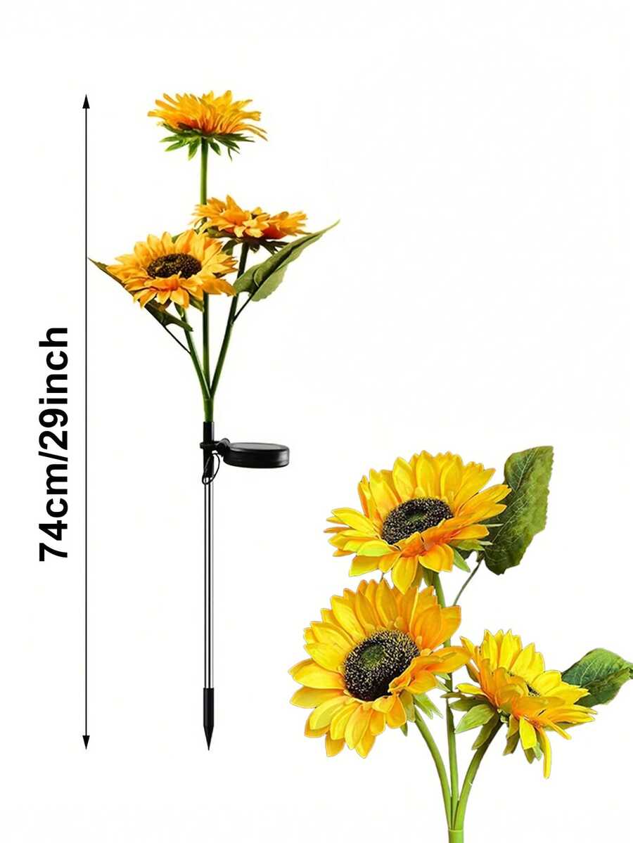 Solar sunflower garden stake lights with 74cm 29inch height guide