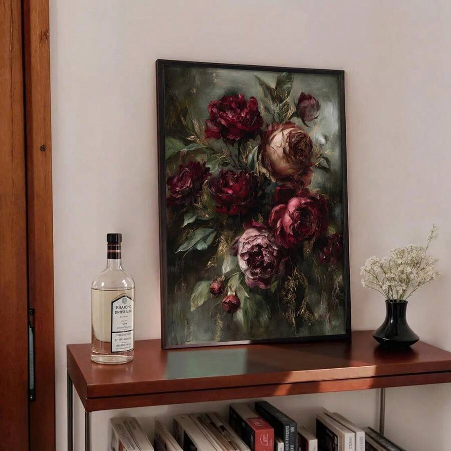 Bring sophisticated elegance to any room with this moody peony flower canvas poster. Featuring deep burgundy botanical artwork, it's the perfect accent for minimalist interiors seeking understated luxury. The rich, dark tones complement living rooms, bedrooms, home offices, and dining spaces beautifully. Printed on quality canvas, this piece adds depth and artistic character to your walls while maintaining a calm, refined aesthetic. Ideal for those who appreciate nature-inspired decor with a contemporary ed