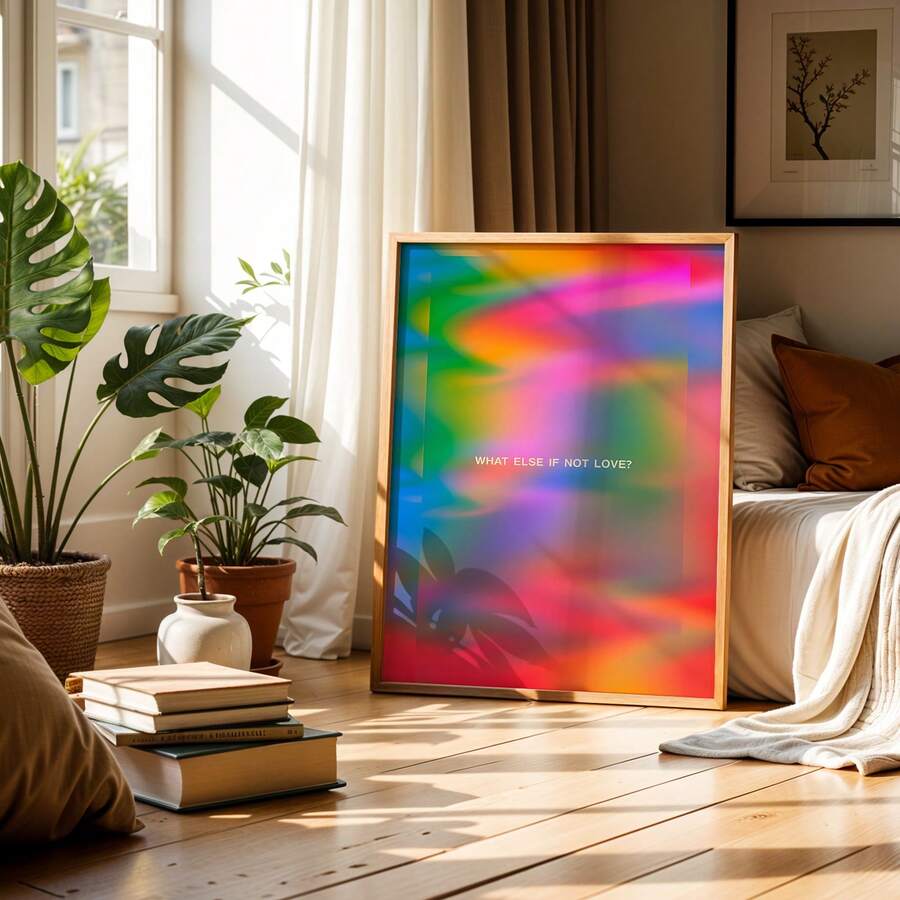 Bring warmth and inspiration to any space with this vibrant retro quote wall art. Featuring the uplifting message "If Not Love, What Else Can It Be?" in eye-catching colors, this piece combines nostalgic design with modern appeal. Crafted on premium canvas with waterproof properties, it's built to last and maintain its vivid colors over time.&nbsp;