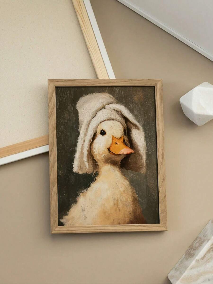 Bring warmth and character to your space with this charming duck canvas print. Featuring vintage-inspired animal artwork, this unframed painting combines whimsical design with modern style. The waterproof canvas makes it durable and easy to maintain, perfect for any room in your home—especially home offices seeking a touch of personality. Whether you're decorating your own walls or searching for a thoughtful gift, this unique piece adds charm and conversation-starting appeal to any interior.