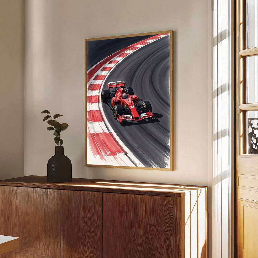 Transform your space with this striking frameless motorsport racing car canvas print. Featuring bold graphic design elements with modern aesthetic appeal, this unframed painting brings high-octane energy to any room. The waterproof canvas material ensures durability and longevity, making it perfect for bedrooms, dorm rooms, or living spaces. Its contemporary style complements both minimalist and eclectic décor, while the geometric and letter patterns add visual interest without overwhelming your walls. Idea