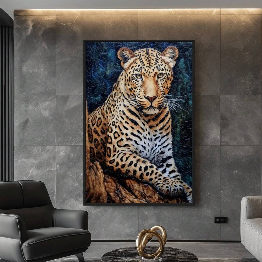 Elevate your space with this striking modern abstract leopard print canvas wall art. Featuring a bold animal pattern design, this unframed painting brings contemporary style to any room—perfect for living rooms, bedrooms, or home offices. Crafted on premium canvas with waterproof properties, it resists moisture and maintains its vibrant appearance over time. The sleek modern aesthetic complements both minimalist and eclectic interiors, adding visual interest and sophistication to your walls.