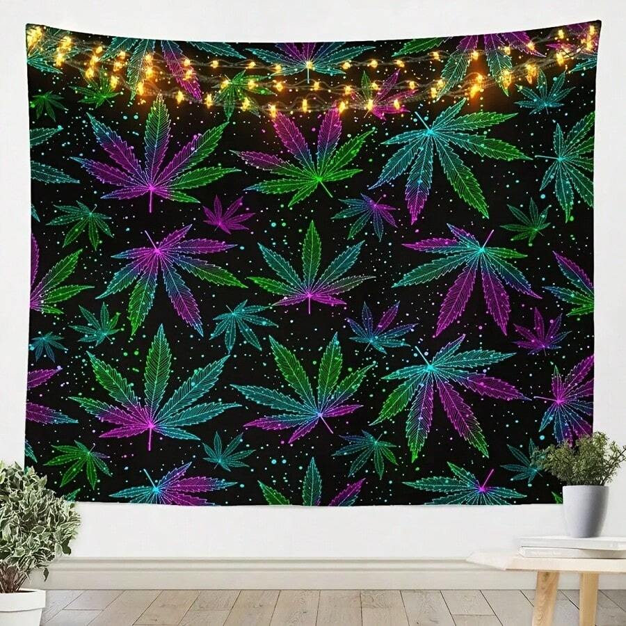 Hippie bohemian wall hanging displayed above plants in a room