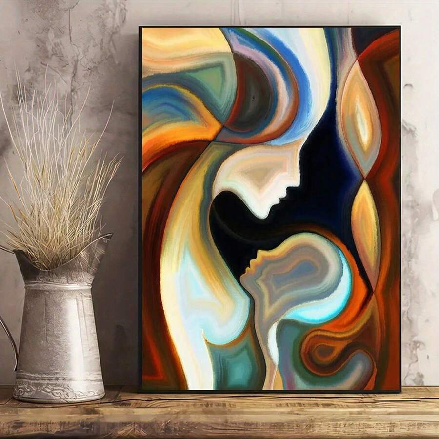 Elevate your dining room with this striking frameless abstract canvas poster featuring dual profile surreal artwork. The modern design combines figure and graphic elements in Pattern A, creating a captivating focal point for contemporary spaces. Crafted on premium canvas with waterproof properties, this unframed painting offers versatile display options—hang it as-is for an edgy aesthetic or frame it to match your décor. Perfect for art enthusiasts seeking bold, thought-provoking pieces that transform ordin