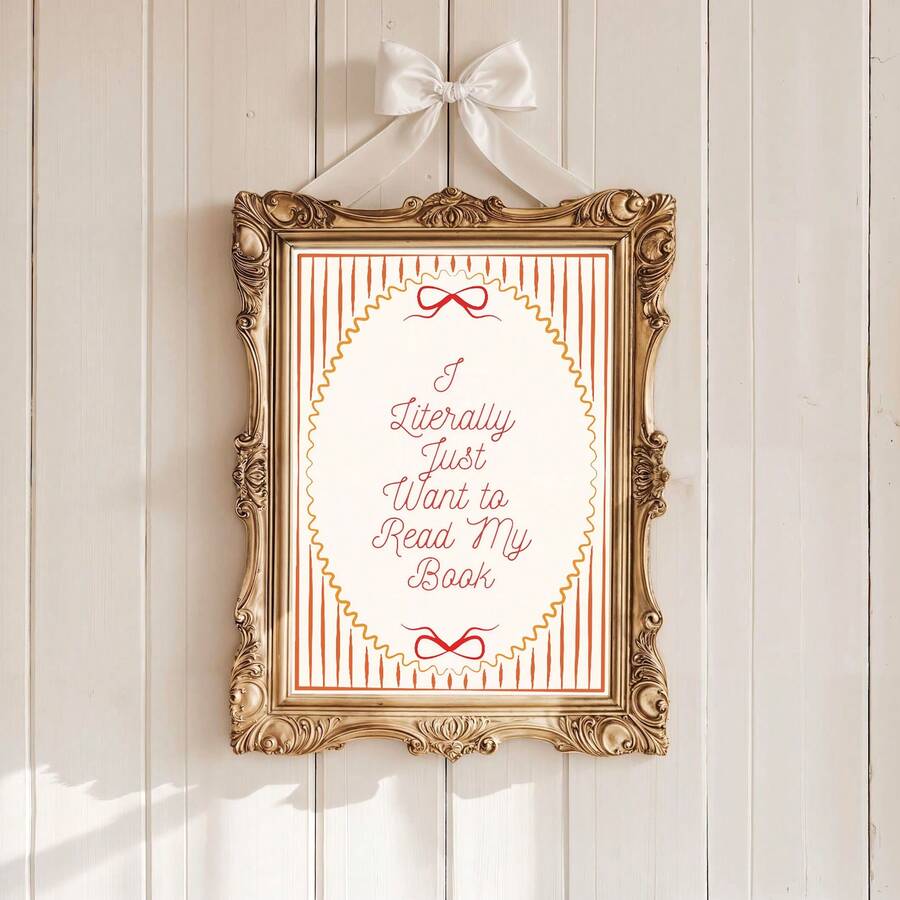 Transform your space with this whimsical frameless canvas art, perfect for book lovers seeking cozy, literary-inspired decor. Featuring playful word patterns and graphic designs, this unframed painting brings warmth and personality to bedrooms, dorms, and home offices. Crafted from durable, waterproof canvas, it's ready to hang and built to last. The simple, striped aesthetic complements any room style while celebrating your love of reading and storytelling.