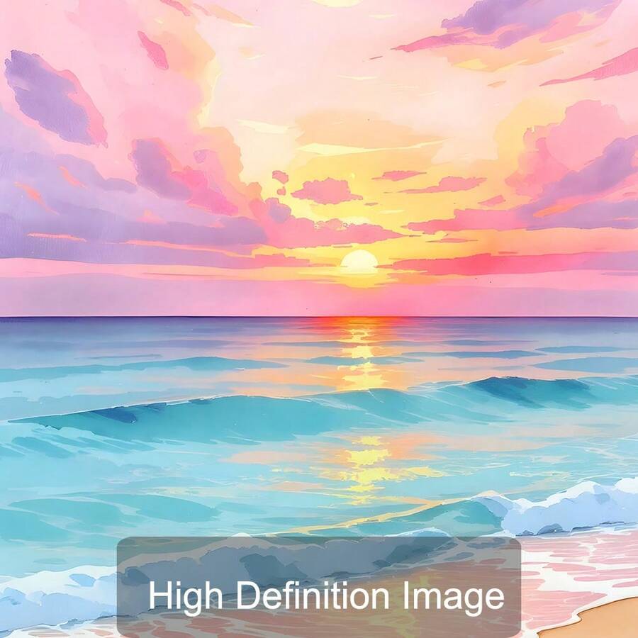 Canvas print size and framed option display for coastal beach poster
