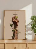 African American Christian artwork displayed on a modern sideboard