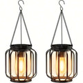 Pack image showing two waterproof solar hanging pendant lights for outdoor decor.
