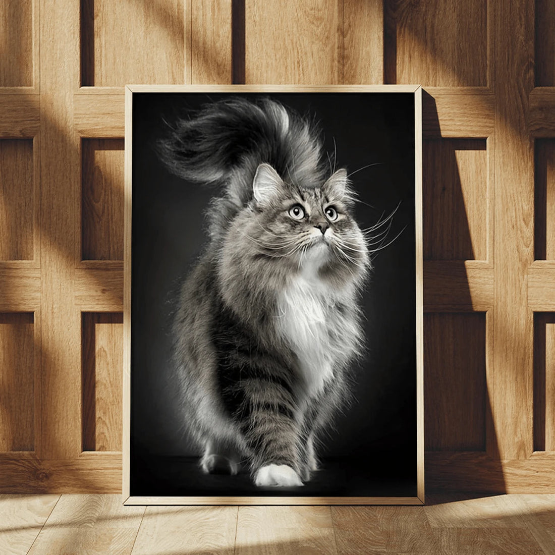 Bring feline charm into your space with this stunning fluffy cat canvas wall art. Featuring a modern graphic design with animal pattern details, this piece combines style with practicality. Available as an unframed painting or framed picture for flexible display options. The waterproof canvas ensures durability, while the removable design makes it easy to update your décor whenever you like. Perfect for cat enthusiasts and anyone seeking contemporary wall art that adds personality to bedrooms, living rooms,