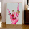 Fashion illustration wall art in hot pink red and gold