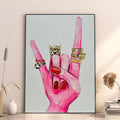 Pop art canvas print showing watercolor hand gesture