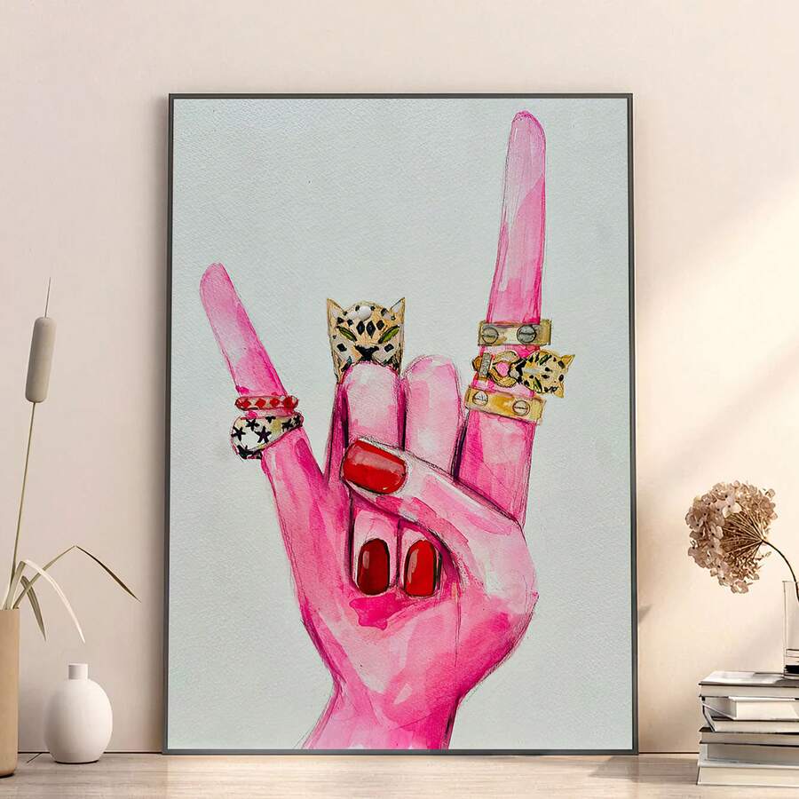 Pop art canvas print showing watercolor hand gesture