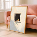 Framed cat and reader poster for bedroom nursery or hallway