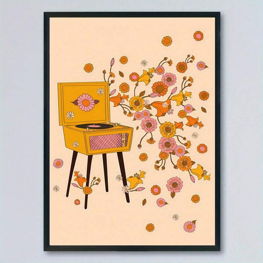 Bring retro vibes into your space with this stunning Bohemian 70s Turntable Canvas Poster. Perfect for music enthusiasts and anyone seeking to add character to their bedroom, living room, or creative space. This unframed canvas art features a groovy turntable design that captures the essence of vintage aesthetics. Crafted from high-quality canvas material, this piece is waterproof and built to last. The hanging design makes installation effortless—simply display and enjoy. Whether you're decorating a dorm, 