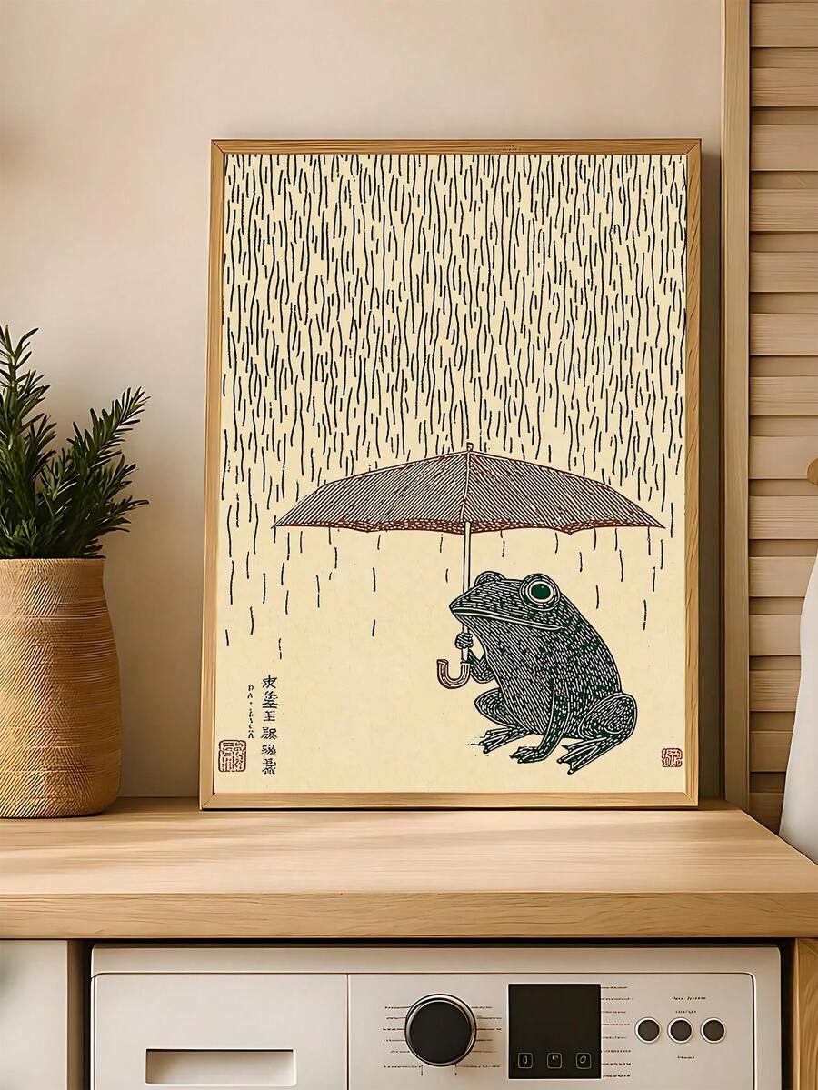 Calm Japanese frog print with matte finish