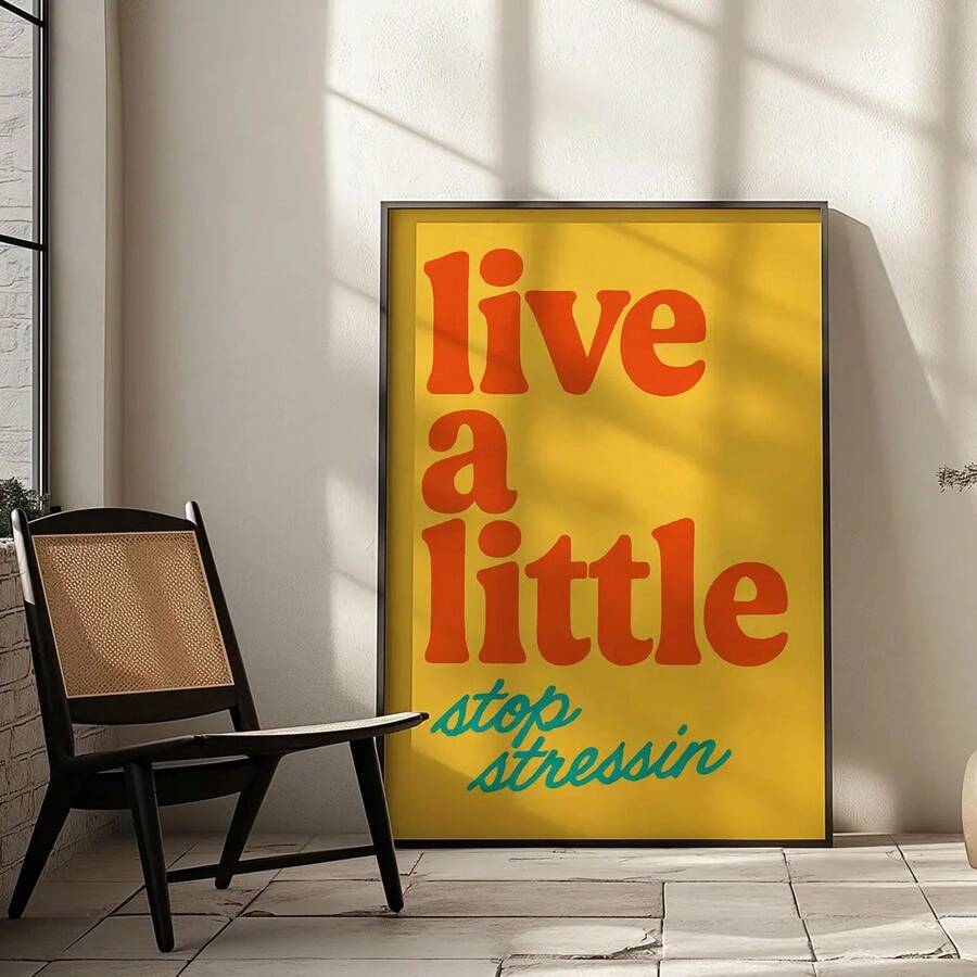 Vintage yellow abstract quote canvas poster for bedroom or living room decor