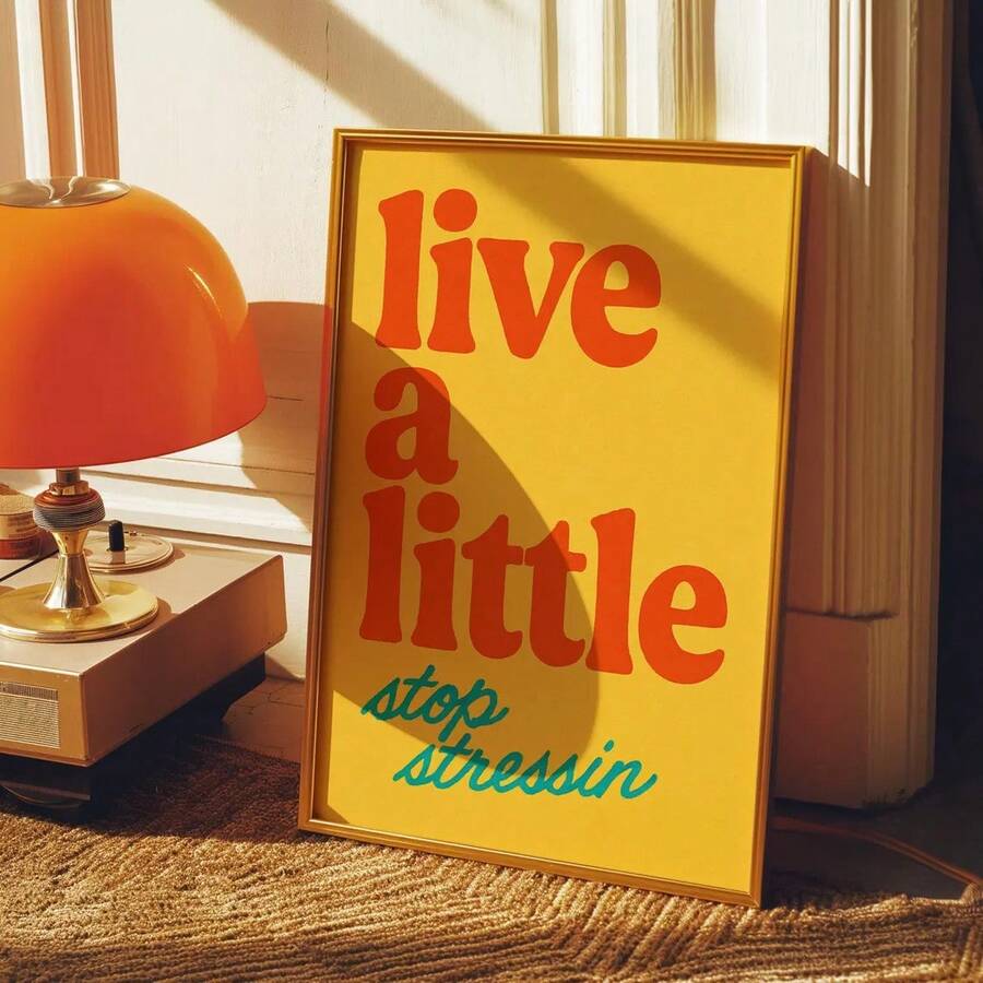 Vintage yellow abstract quote canvas poster for bedroom or living room decor