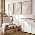 Organic modern canvas set styled with rattan chair and console