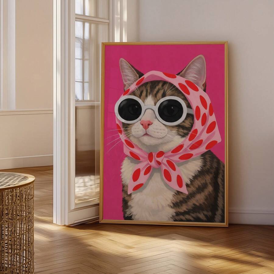 Colorful cat artwork for kitchen and home décor