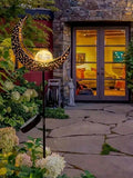 Outdoor crescent moon stake light size graphic with 80 cm total height.