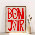 Close-up view of minimalist graphic canvas print with chic letter design