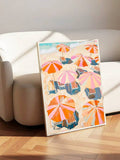 Ocean decor canvas choices showing framed and unframed vintage beach print