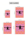 Size guide for black cat love canvas poster in four dimensions