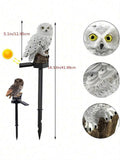 Owl garden stake light with side solar panel and stump detail