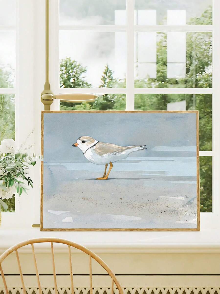 Beach house wall decor fish print in thin wood frame mockup