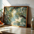 Angled view of retro nature wall decor for minimalist home styling