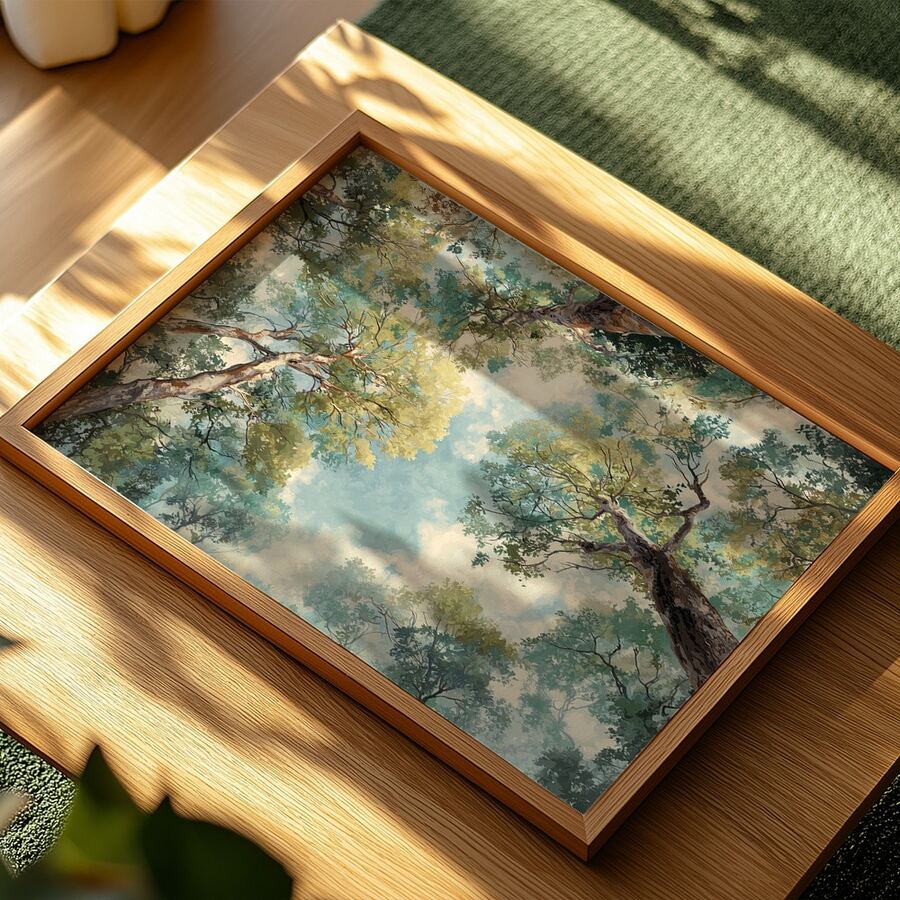 Decor inspiration view of scenic forest poster as a housewarming gift