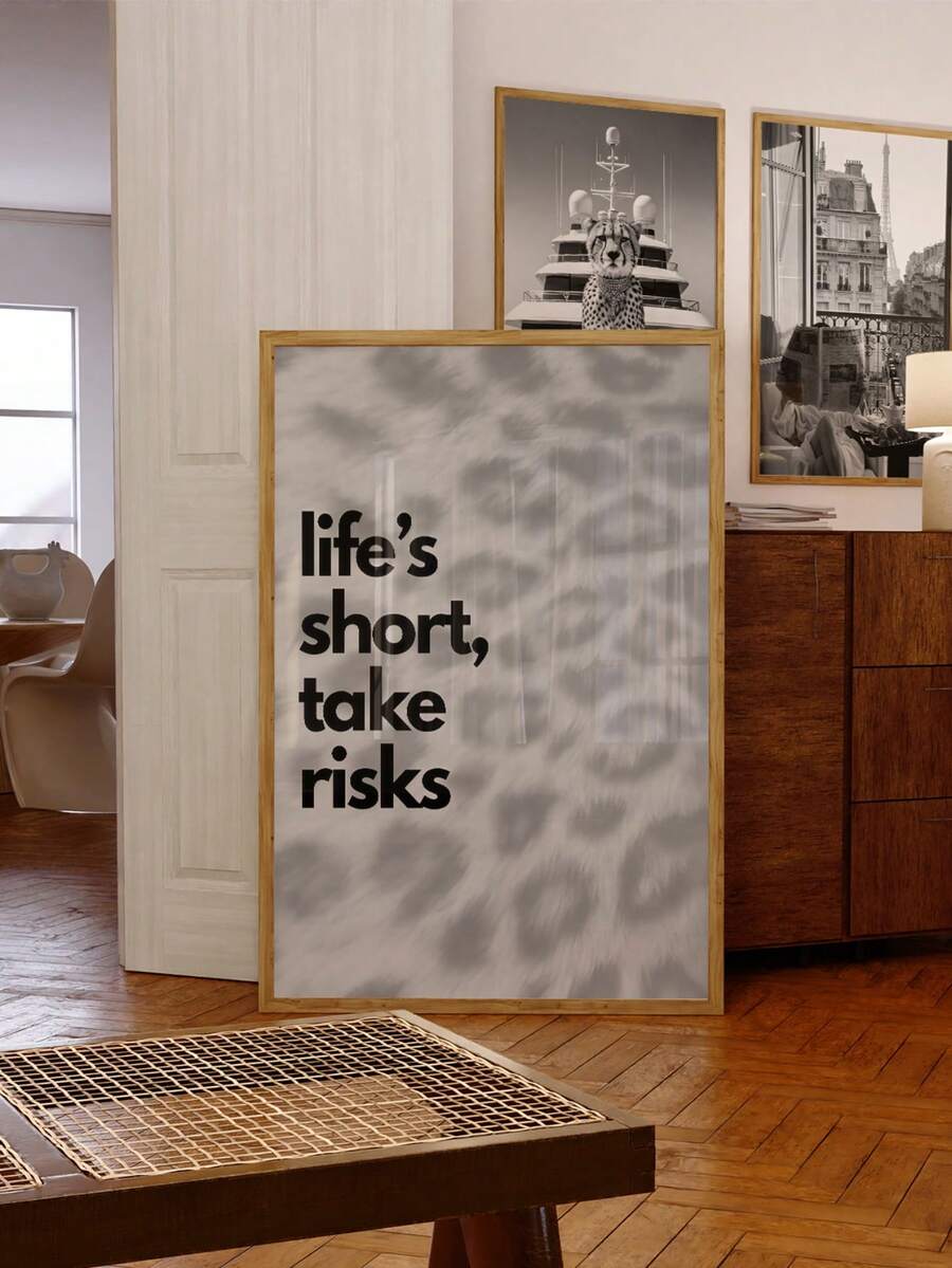 Black White Leopard Life Is Short Live Well Canvas Poster Set