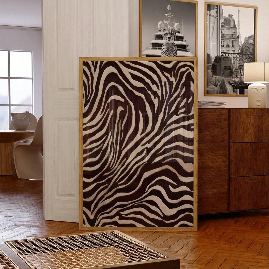 Zebra Modern Animal Poster, Zebra Pattern Black White Abstract Striped Print, Jungle Style Wall Art, Safari Decor main room view image 1 of 9