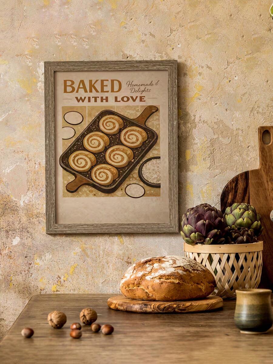 Kitchen gallery wall with rustic cafe prints