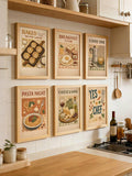 Coffee pasta canvas print set above kitchen counter