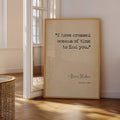 Framed Dracula quote poster leaning by sunlit window with oceans of time text