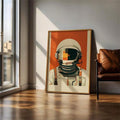 2D Flat Retro Astronaut Canvas poster with playful bohemian style. Perfect for bedrooms, offices, dorm rooms, creative studios, children's rooms, and modern decor.