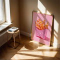 Sparkling French Fries Pink Pop Art Canvas poster with vibrant color and playful style. Perfect for kitchens, cafés, bedrooms, dorms, and fun decor.