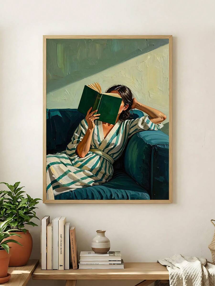 Book lover decor canvas for reading corner bedroom living room or home office