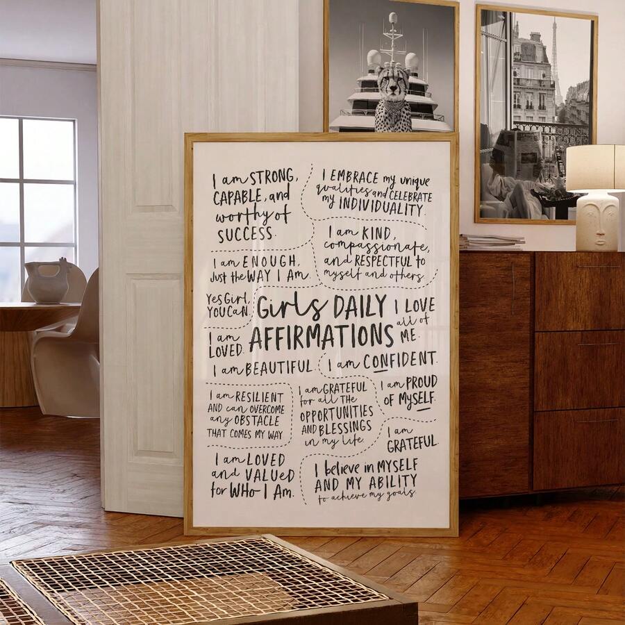 Inspire daily with this striking frameless canvas poster featuring bold black and white typography. Perfect for bedrooms, living rooms, or home offices, this girl power motivational art delivers an empowering message with minimalist style. The waterproof canvas ensures durability and easy maintenance, while the simple graphic design complements any décor. Unframed and ready to hang, it's an affordable way to add meaningful inspiration to your walls.