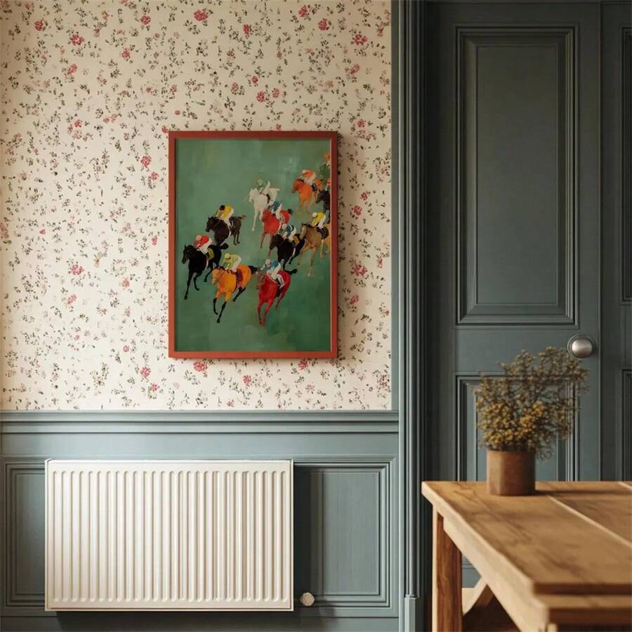 Bring timeless elegance to your space with this vintage horse racing poster. Printed on premium canvas, this unframed piece captures the dynamic energy and classic charm of equestrian sport. The waterproof canvas ensures durability and longevity, making it perfect for bedrooms, living rooms, or dining areas.