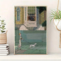 Retro Architecture and Street Stroll Canvas poster featuring charming Dalmatians. Perfect for vintage, European, travel inspired, and cozy home decor.