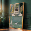 Retro Architecture and Street Stroll Canvas poster featuring charming Dalmatians. Perfect for vintage, European, travel inspired, and cozy home decor.