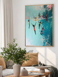 Beautiful woman soft aesthetic wall art with pink water reflections.