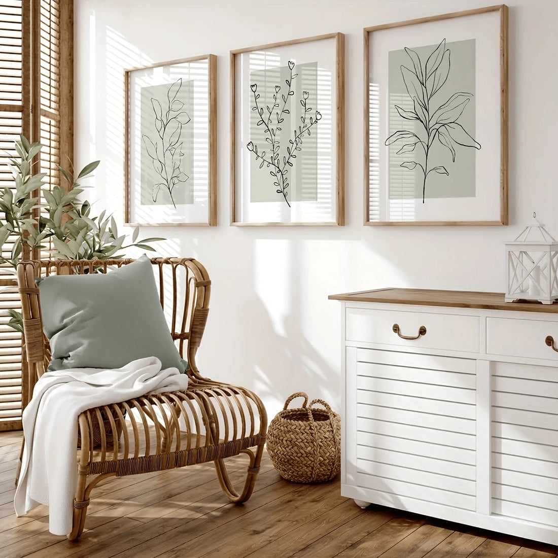 Transform your dining room with this stunning minimalist botanical canvas art set. Featuring serene sage green floral prints in a modern graphic style, each piece brings natural elegance to your space. Crafted on quality canvas, these artworks are waterproof and removable, giving you flexibility to refresh your décor whenever you like. Available as framed or unframed options, they're perfect for creating a cohesive, sophisticated gallery wall that celebrates botanical beauty with understated charm.