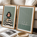 Modern framed wall art set for calm living room reading nook or above bed styling