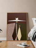 Folk wall art canvas showing minimalist seated figure in modern boho style