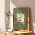 Angled view of boho quote canvas art for soothing bedroom decor